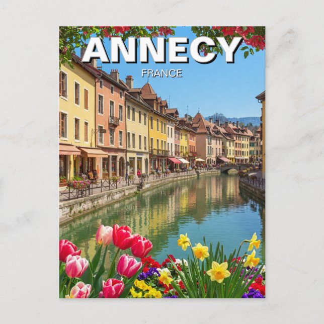Carte Postale Annecy France Fleurs Voyage (Devant)