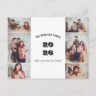 Carte Postale Année de Famille Personnalisée Multi Photo Moderne