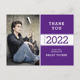 Carte Postale Année de promotion Violet Blanc Photo Diplômé Merc