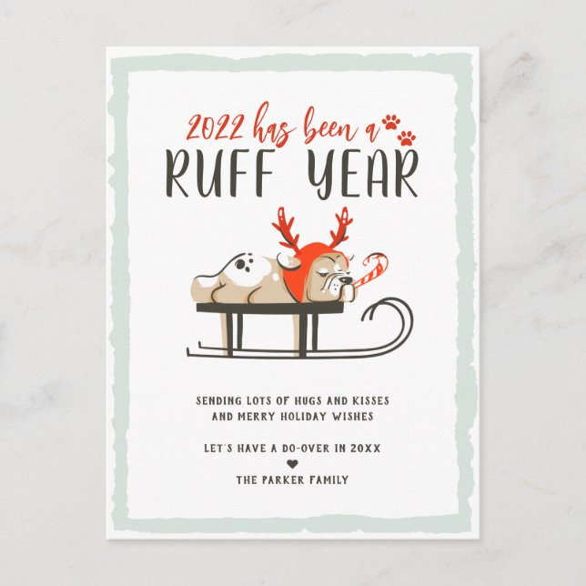 Carte Postale Année de ruée | Fêtes de Noël de chien drôle (Devant)