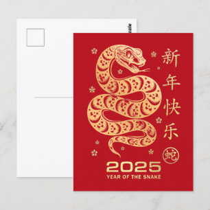 Carte Postale Année Du Serpent 2025 Bonne Année Chinoise 2025