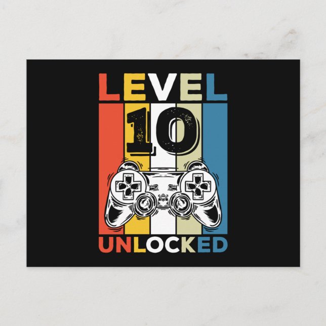 Carte Postale Anniversaire 10ème Niveau Débloqué 10 Jeux Rétro (Devant)