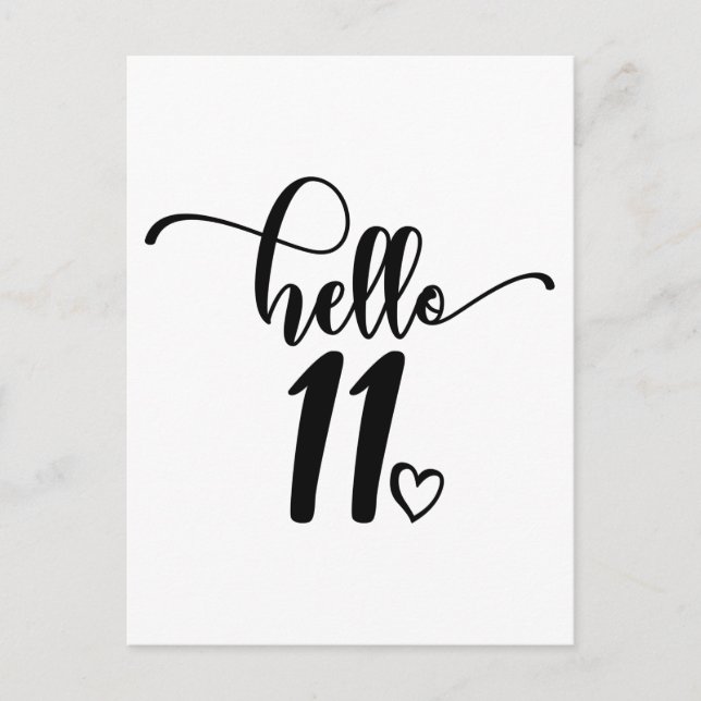 Carte Postale Anniversaire 11 Ans Filles Bonjour Onze Mignon 11  (Devant)