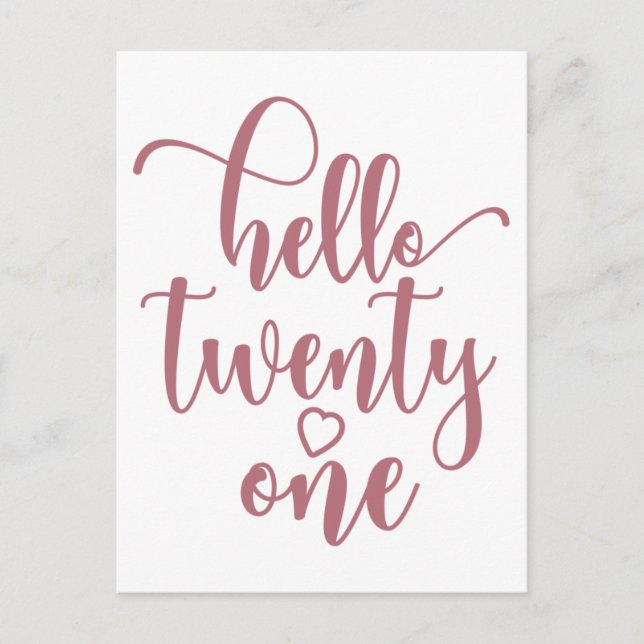 Carte Postale Anniversaire 21 ans Femme Bonjour 21 Mignon 21 Ans (Devant)