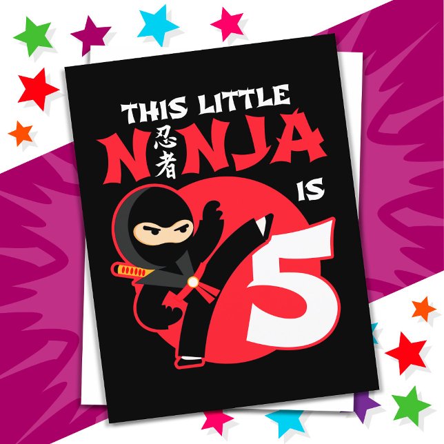 Carte Postale Anniversaire 5 ans Enfants Fête Petit Ninja 5 ans (Créateur téléchargé)
