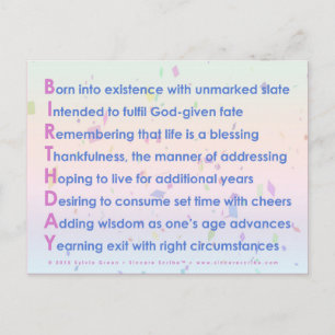 Carte Postale Anniversaire (Acrostique)