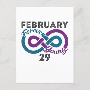 Carte Postale Anniversaire année bissextile Forever Young Leapli
