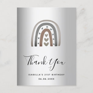 Carte Postale Anniversaire arc-en-ciel argent moderne merci
