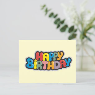 Carte postale Anniversaire avec texte coloré