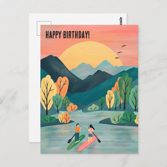 Carte Postale Anniversaire Aventures Paddleboard SUP Paddleboard (Devant / Derrière)