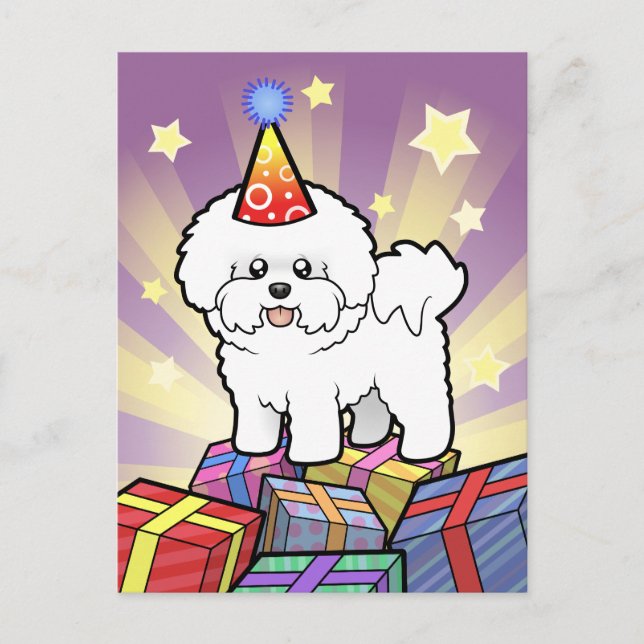 Carte Postale Anniversaire Bichon Frise (Devant)