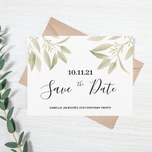 Carte Postale Anniversaire blanc vert botanique enregistrer la d