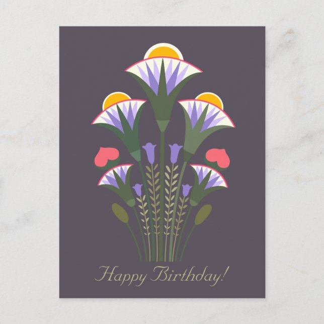 Carte Postale Anniversaire bleu égyptien lotus ornement CC1020 (Devant)