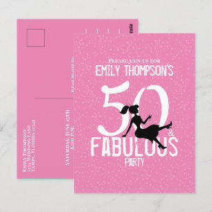 Carte Postale Anniversaire Cinquante et fabuleux Stylish Cute Ro