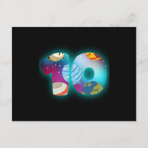 Carte Postale ANNIVERSAIRE DANS L'ESPACE 10 Anniversaire 10 ans 