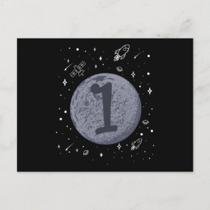 Carte Postale ANNIVERSAIRE DANS L'ESPACE 1 1er anniversaire Tout