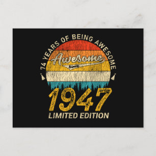 Carte Postale anniversaire de 74 ans 1947 stupéfiant depuis 74e