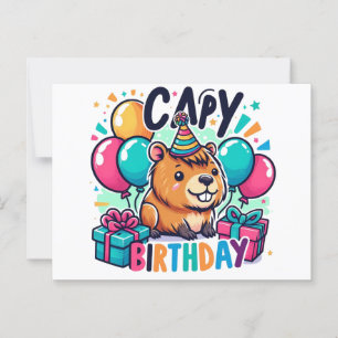 Carte Postale Anniversaire de Capy - Design de soirée de Cute Ca
