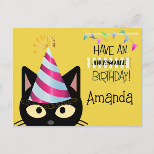 Carte Postale Anniversaire de chat formidable pour les enfants