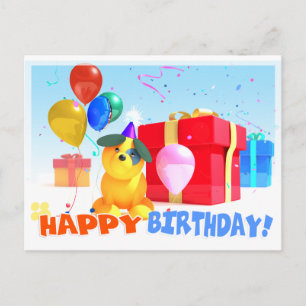 Carte postale Anniversaire de Chien Rond