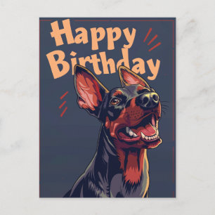 Carte Postale Anniversaire de Doberman