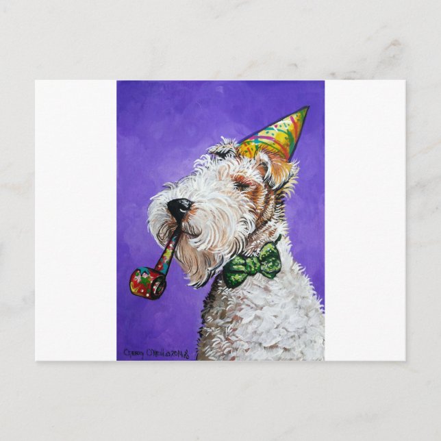 Carte Postale Anniversaire de Fox Terrier (Devant)