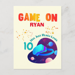 Carte Postale Anniversaire de garçon joueur de groupe de fête VR