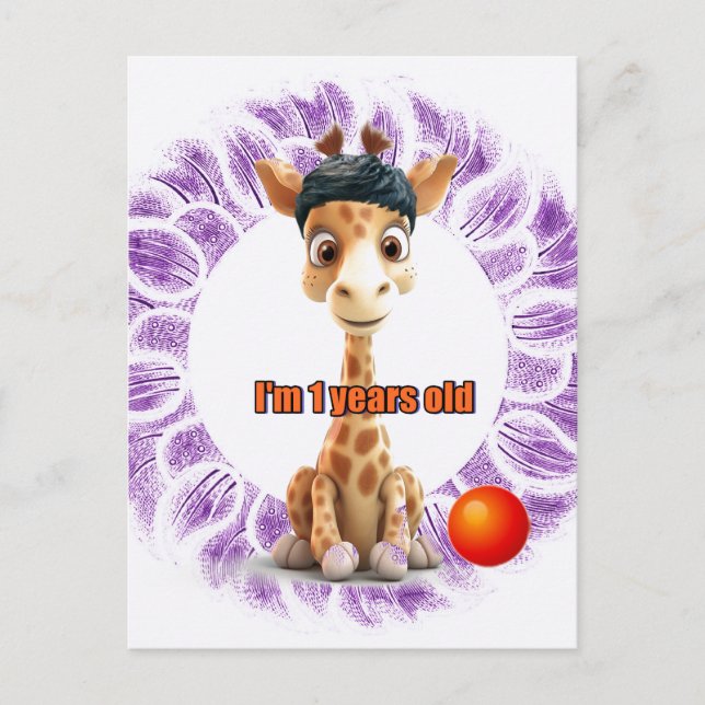 Carte Postale Anniversaire de girafe pour garçons (Devant)