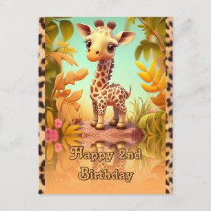 Carte Postale Anniversaire de girafe pour les enfants