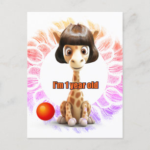 Carte Postale Anniversaire de girafe pour les enfants