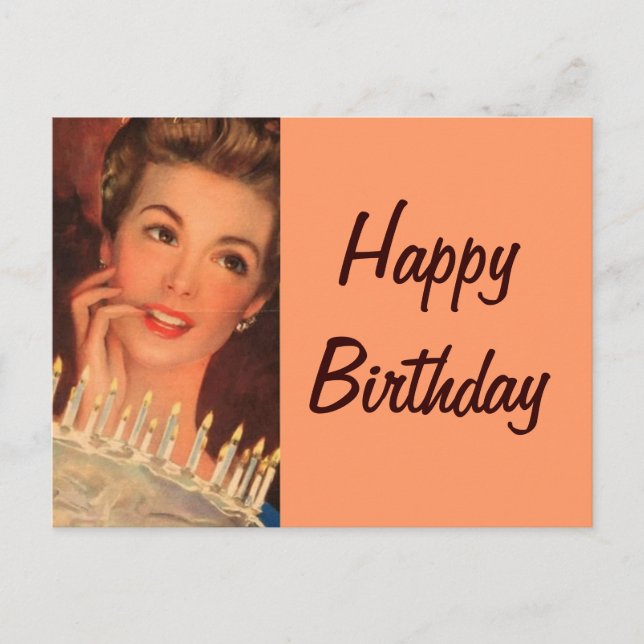 Carte Postale Anniversaire de la ménagère rétro (Devant)
