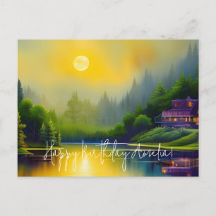 Carte Postale Anniversaire de l'Art numérique du lac pittoresque