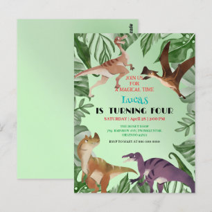 Carte Postale Anniversaire de l'école de la jungle de dinosaures