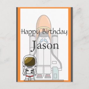 Carte Postale Anniversaire de Little Astronaut et vaisseau spati