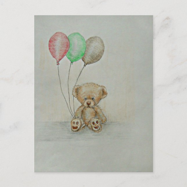 Carte Postale anniversaire de l'ours en peluche (Devant)