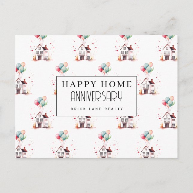 Carte Postale Anniversaire de maison ballons immobilier (Devant)