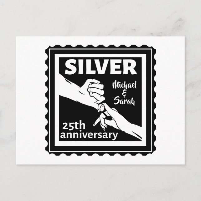 Carte Postale Anniversaire de mariage 25 ans argent (Devant)