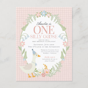 Carte Postale Anniversaire de premier de la Silly Goose Rose Flo