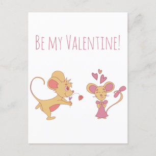 Carte Postale Anniversaire de rat mignon / Saint-Valentin 