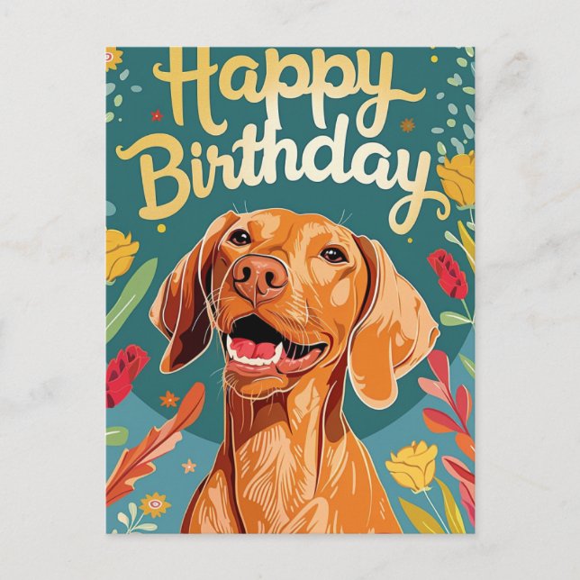 Carte Postale Anniversaire de Vizsla (Devant)