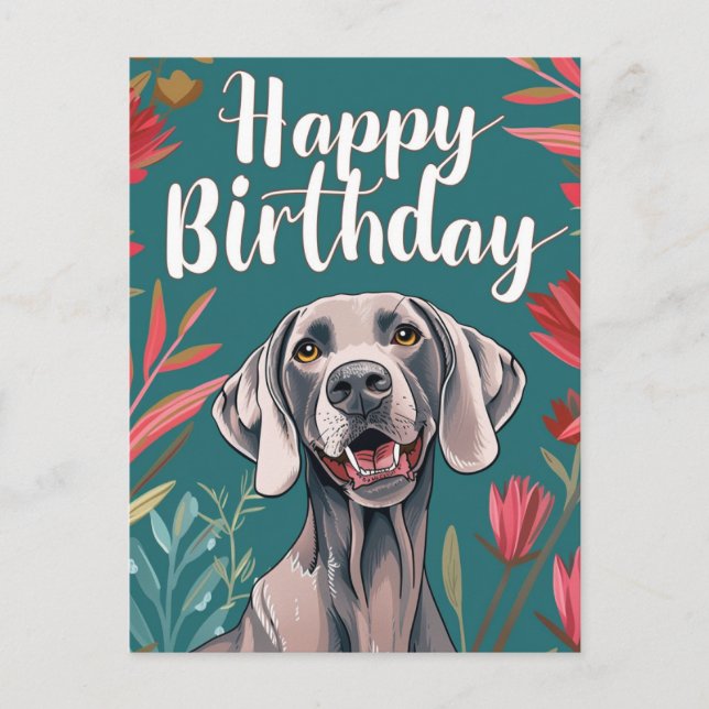 Carte Postale Anniversaire de Weimaraner (Devant)