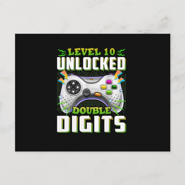 Carte Postale Anniversaire des 10 ans pour les garçons à double  (Devant)