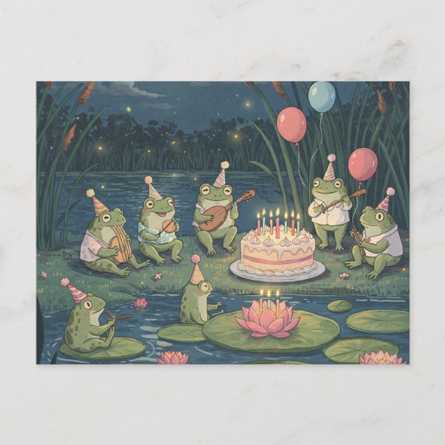 Carte postale Anniversaire des grenouilles (Devant)