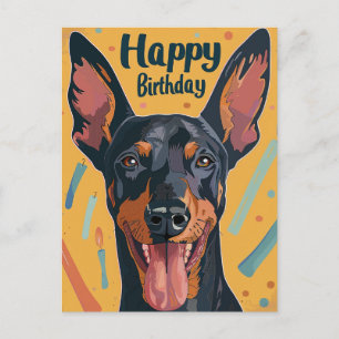 Carte Postale Anniversaire Doberman 