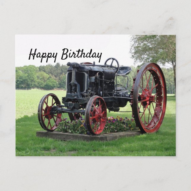 Carte Postale Anniversaire du tracteur antique (Devant)