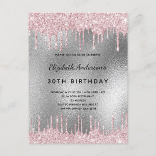 Carte Postale Anniversaire fête argent parties scintillant goutt