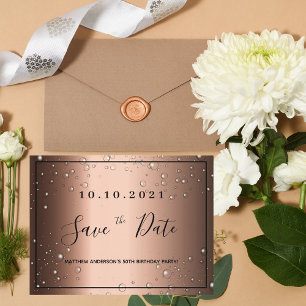 Carte Postale Anniversaire fête bronze noir enregistrer la date