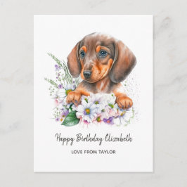 Carte Postale Anniversaire Fleuris de Chien Personnalisé pour Ma