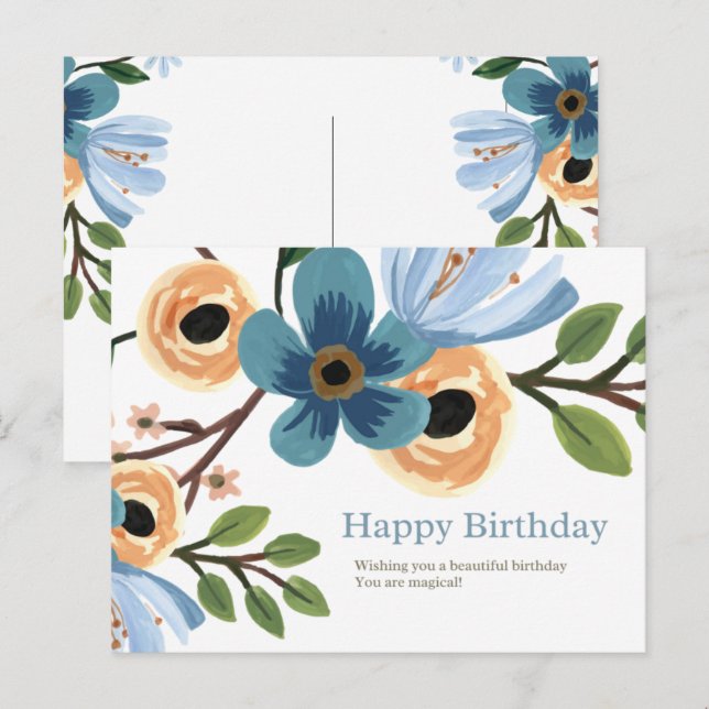 Carte Postale Anniversaire Floral  (Devant / Derrière)