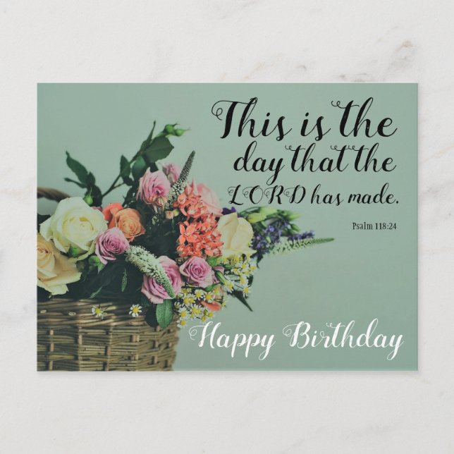 Carte Postale Anniversaire floral C'est le jour (Devant)
